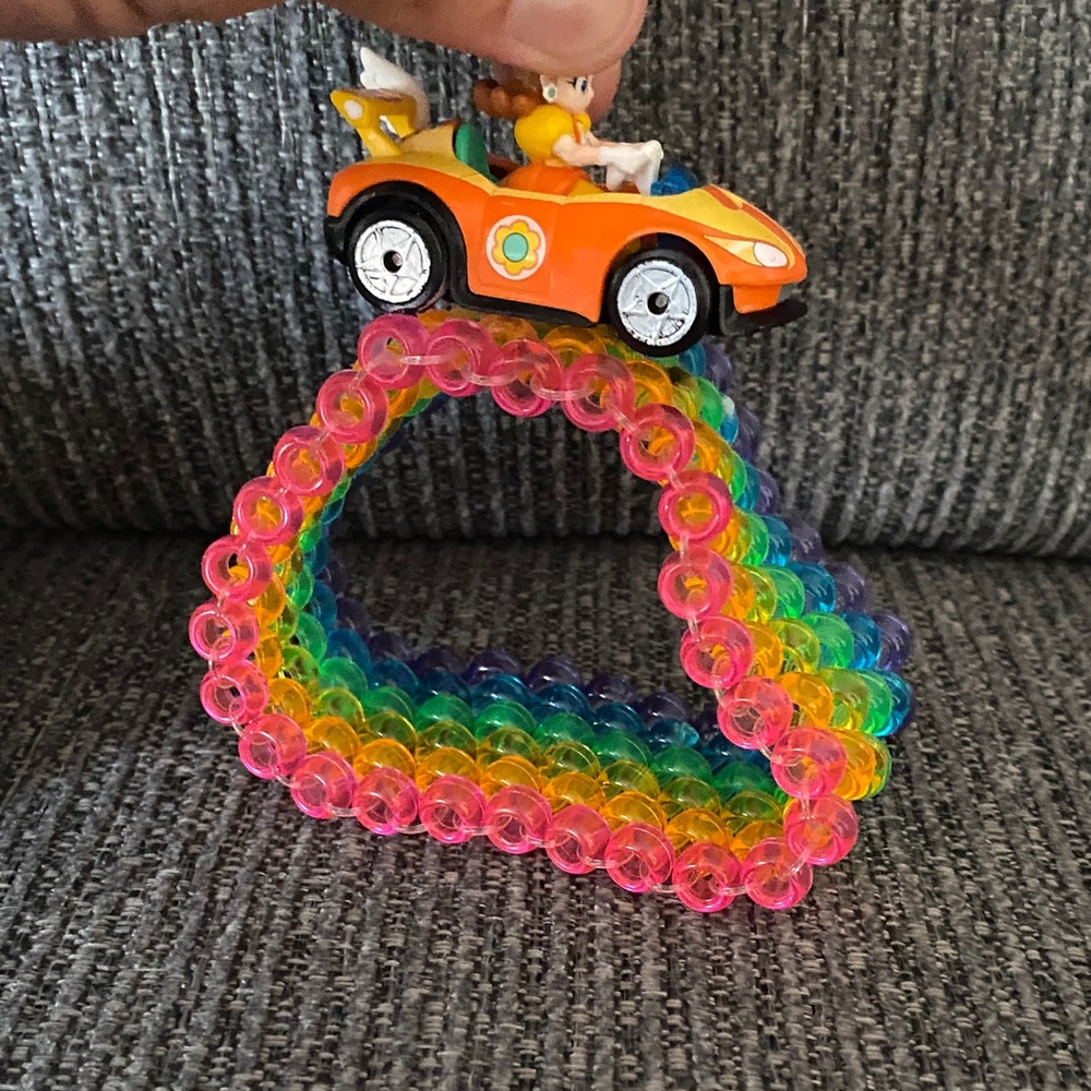 Rainbow Beaded Kids Bracelet with Toy Car Charm - Picture 5 of 6